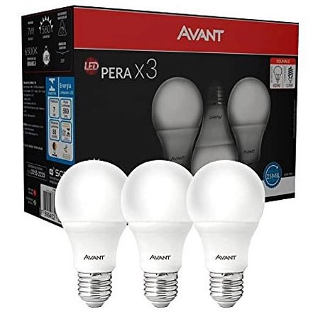 Lâmpada led bulbo AVANT 7w 6500k packc c/3