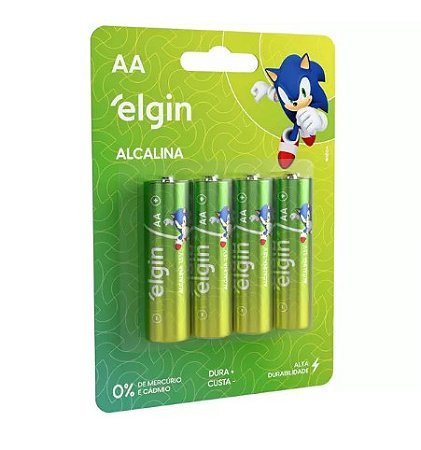 Pilha AA alcalina elgin c/ 4 unidades