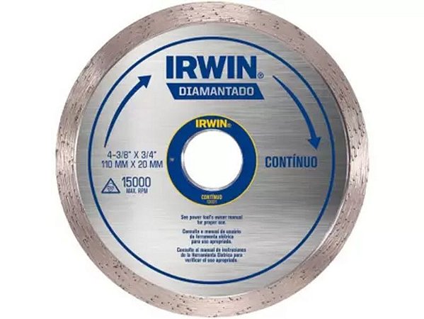 Disco de corte irwin  diamantado (liso) 4.3/8"x3/4"