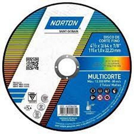 Disco de corte norton  multcorte 4.1/2"x3/64x7/8" azul - 6280 - 2609