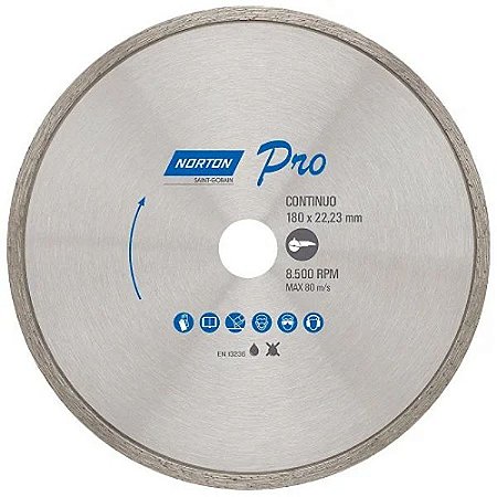 Disco de corte Norton diamantado pro continuo 180x22,mm