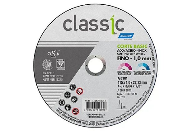 Disco de corte norton  classic ar101 4.1/2"x3/64"x7/8" branco - 6361 - 6492