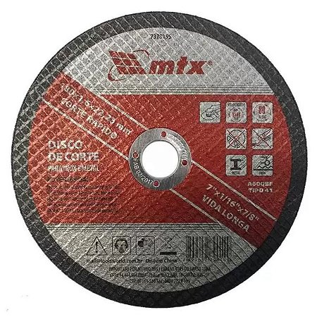 Disco de corte mtx  inox / metal  7" x 1/16" x 7/8 "  7378155 - 0149