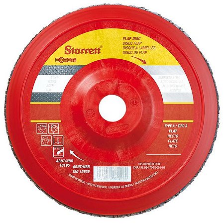 Disco flap STARRETT 4.1/2" x 7/8" grao 40 vermelho fdx115-40nf - 4191