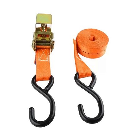 Cinta laranja am 3T 50mm 9m c/ catraca fechada e gancho moto
