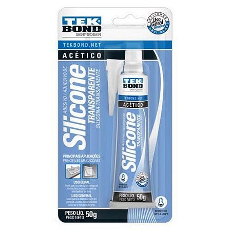 Adesivo TEK BOND de silicone acetico transparente 50g blister