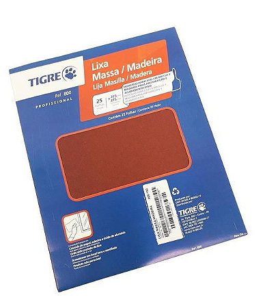 Lixa tigre 080 massa madeira