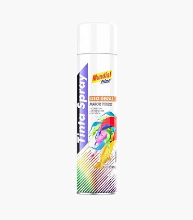 Tinta spray branco fosco 350ml mundial prime toolcolor