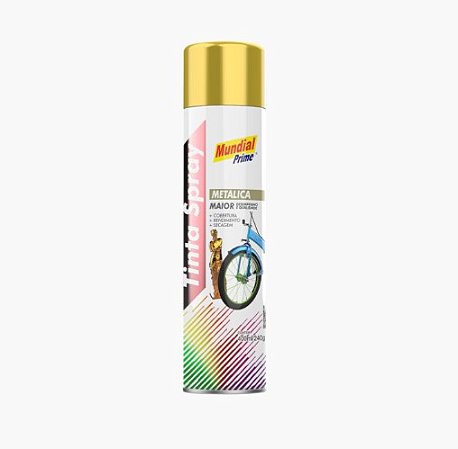 Tinta spray metálico ouro 400ml mundial prime