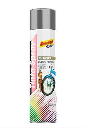 Tinta spray metálico alumínio 400ml mundial prime