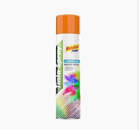 Tinta spray luminoso laranja 400ml mundial prime