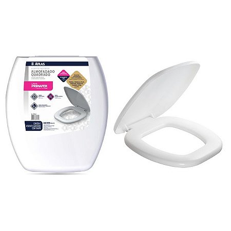 Assento ATLAS sanitario almof quadrado plast branco