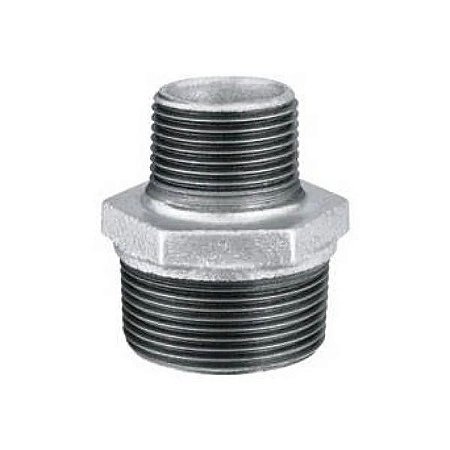 Niple duplo de redução galvanizado 3/4 x 1/2"