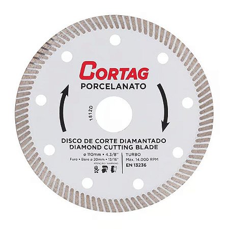 Disco de corte Cortag diamantado turbo porcelanato 110 mm 60863