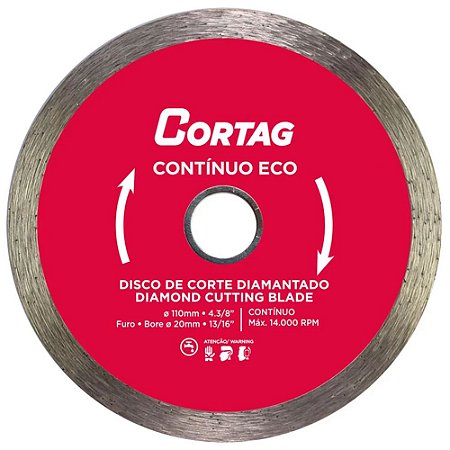 Disco de corte Cortag diamantado continuo eco 110 mm
