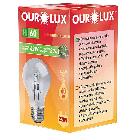 Lampada halogena ourolux clara H60 42w 220v COF