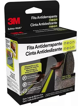 Fita seguranca preta 50mmx5m Safety Walk Fosforescente 3M H0002224485