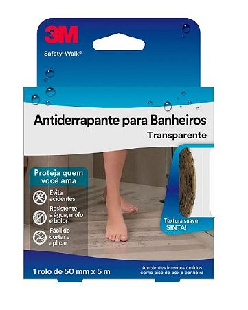Fita seguranca antiderrapante 3M transparente PARA BANHEIRO 50mmx5m Safety Walk HB004384663