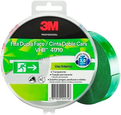 Fita dupla face VHB rolo estojo 3M 12mmX5m 4910 HB004522973