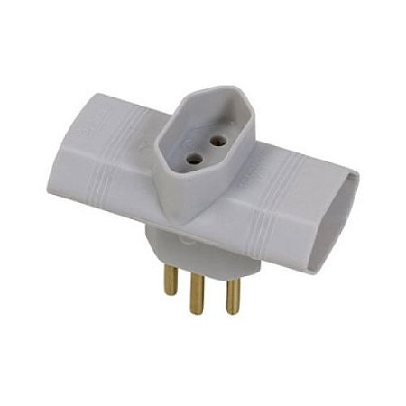 Benjamim Pluzie 3 saidas 2p+t 10a 250v cinza 9857
