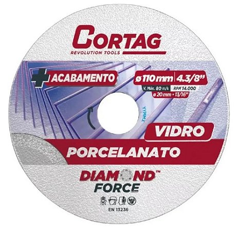 Disco Diamantado Cortag  Porcelanato/Vidro 110mm