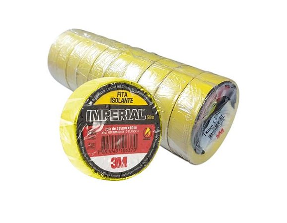Fita isolante IMPERIAL 3M slim amarela 18mmx20m PACOTE C/10