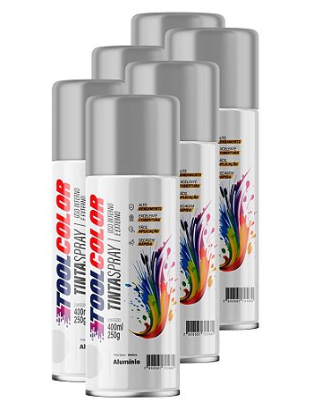 Tinta spray 400ml Toolcolor metalica aluminio fardo C/ 06 un