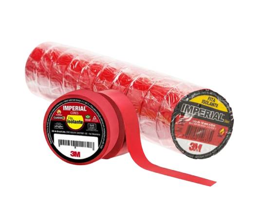 Fita isolante IMPERIAL 3M slim vermelho 18mmx20m  PACOTE C/10