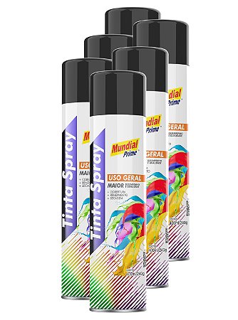 Tinta spray preto brilhante 400ml mundial ug prime FARDO C/6
