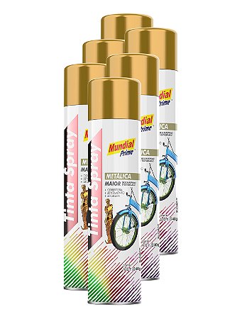 Tinta spray metálico dourado 400ml mundial prime FARDO C/6