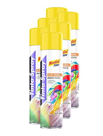Tinta spray amarelo 400ml mundial ug prime FARDO C/6