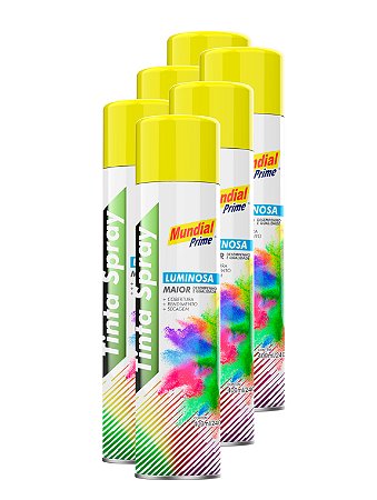 Tinta spray luminoso amarelo 400ml mundial prime FARDO C/6