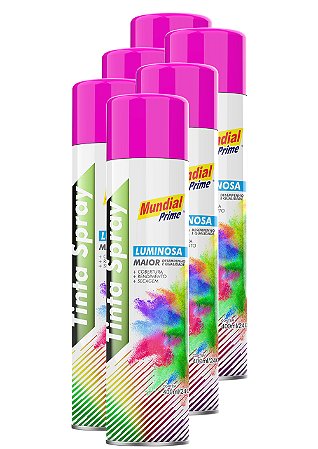 Tinta spray luminoso pink 400ml mundial prime FARDO C/
