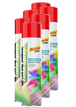 Tinta spray  luminoso vermelho 400ml mundial prime fardo c/6