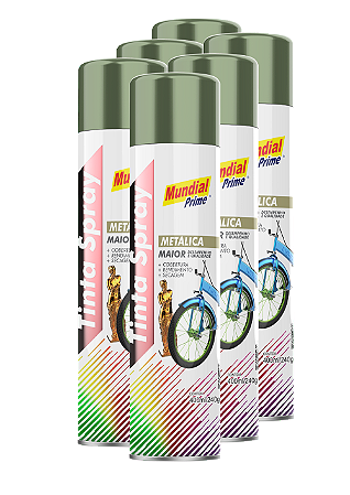Tinta spray metálico verde 400ml mundial prime fardo c/6