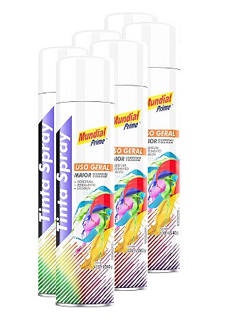 Tinta spray branco fosco 350ml mundial prime toolcolor  fardo c/6