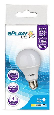 lampada led bulbo GALAXY 9w 6500k e-27 bivolt PACOTE C/10