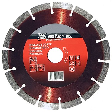 Disco de corte segmentado MTX , diamantado, corte seco, 180 x 25,4mm