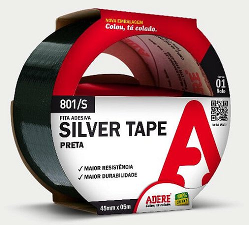 FITA SILVER TAPE PRETA ADERE 801S 45MMX05M