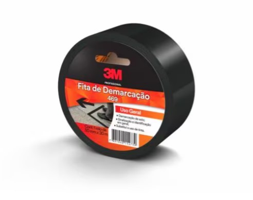 fita demarcação de solo preto 3M 50MMX30M