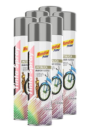 Tinta spray 400ml mundial prime metalica aluminio fardo c/ 06un