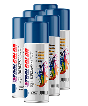 Tinta spray Toolcolor ug 400ML azul escuro fardo C/ 6un
