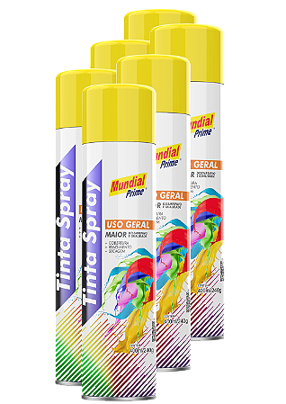 Tinta spray 400ml mundial prime ug amarelo bandeira fardo c/ 06un