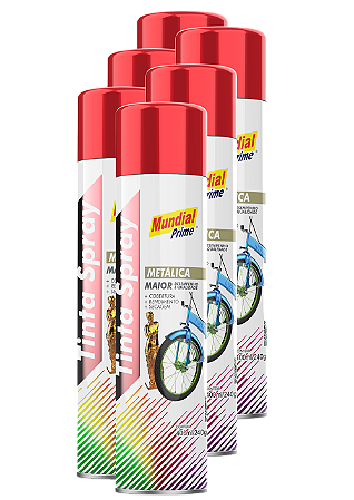 Tinta spray 400ml mundial prime metalica vermelho fardo c/ 06un