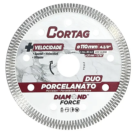Disco de corte cortag Diamantado Porcelanato DUO 110 mm