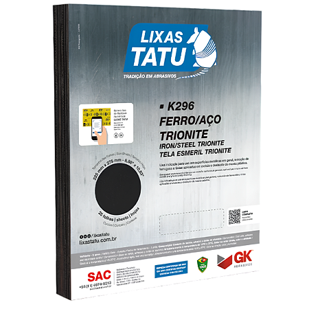 K296 Lixa Ferro/aco Trionite Tatu Pacote C/ 25 Fls (225x275) Grao 100