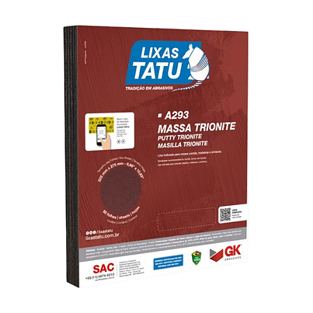 A293 Lixa Massa Trionite Tatu Pacote C/ 50 Fls (225x275) Grao 150