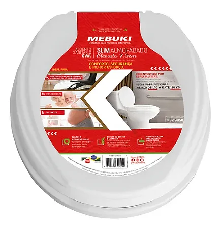 Assento Slim Almof Elevado 7,5cm Branco Mebuki