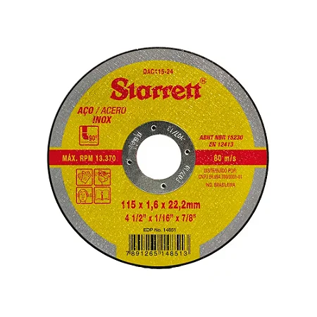 Disco Starrett abrasivo de corte 115X1,6X22.2mm