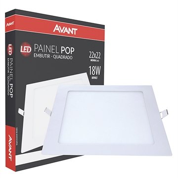 Painel embutir quadrado aluminio branco 18w 6500k AVANT